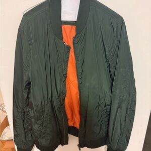 Zara Olive Bomber Jacket with Vibrant Lining